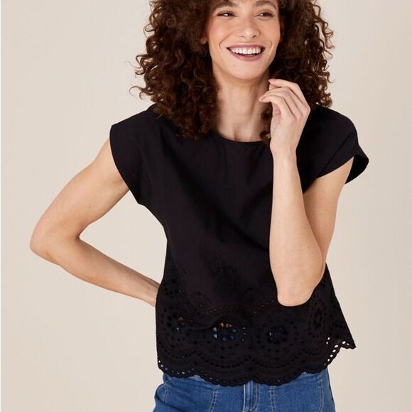 J. Crew Navy Embellished Cuffed Sleeve Blouse - Picture 1 of 7